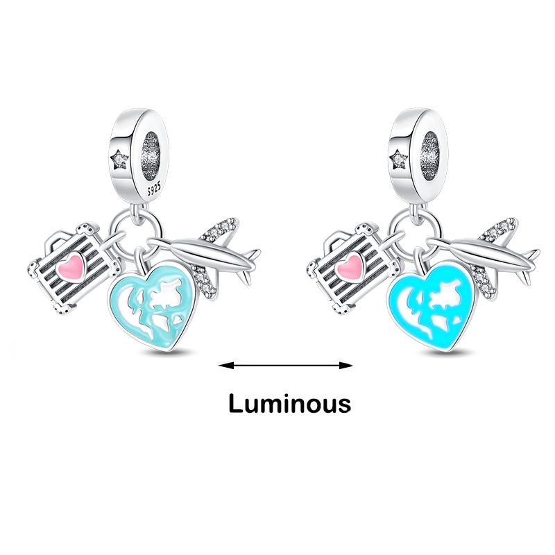 100% 925 Sterling Silver Firefly Star Bling Bling Blue Luminous Charms Beads Fit 925 Original Bracelets DIY Fine Jewelry