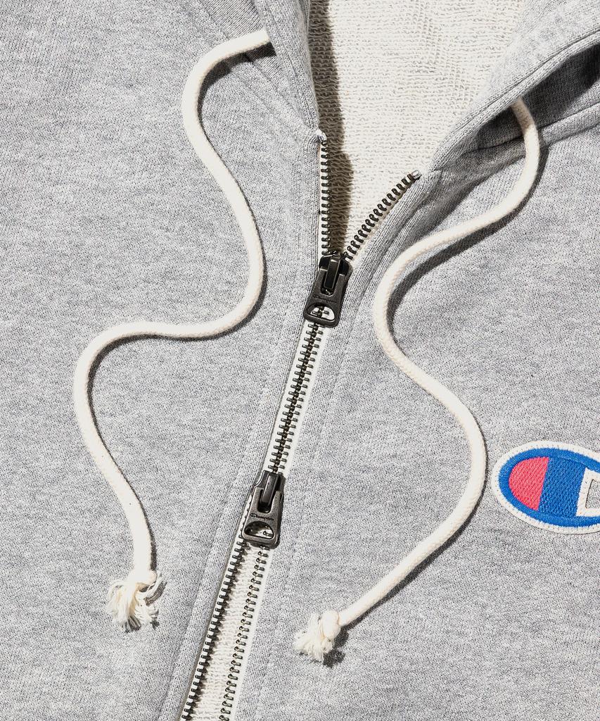 Champion Heritage Logo Loose Fit Zip-Up Hoodie Grey