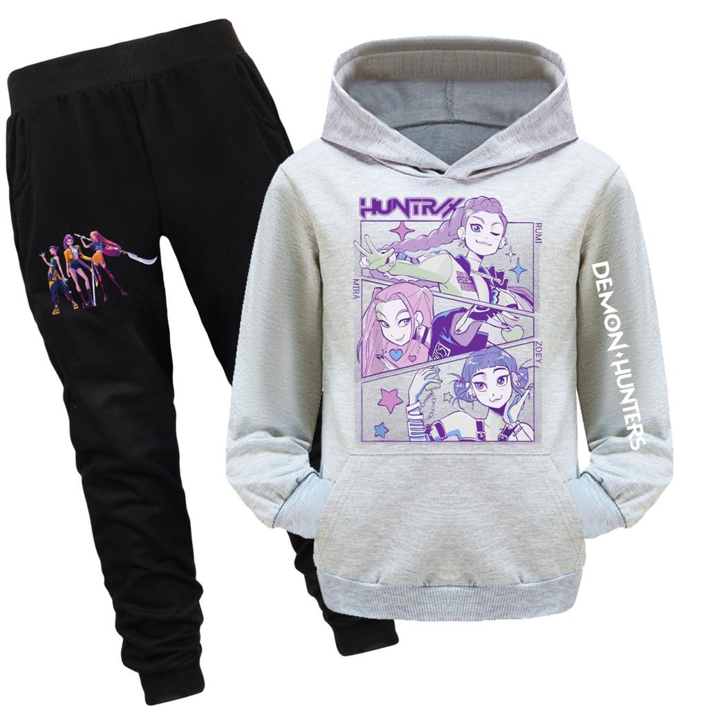 Children's Hooded Top And Pants Two-piece Tracksuit Set Long-sleeved Printed Sweatshirt Set