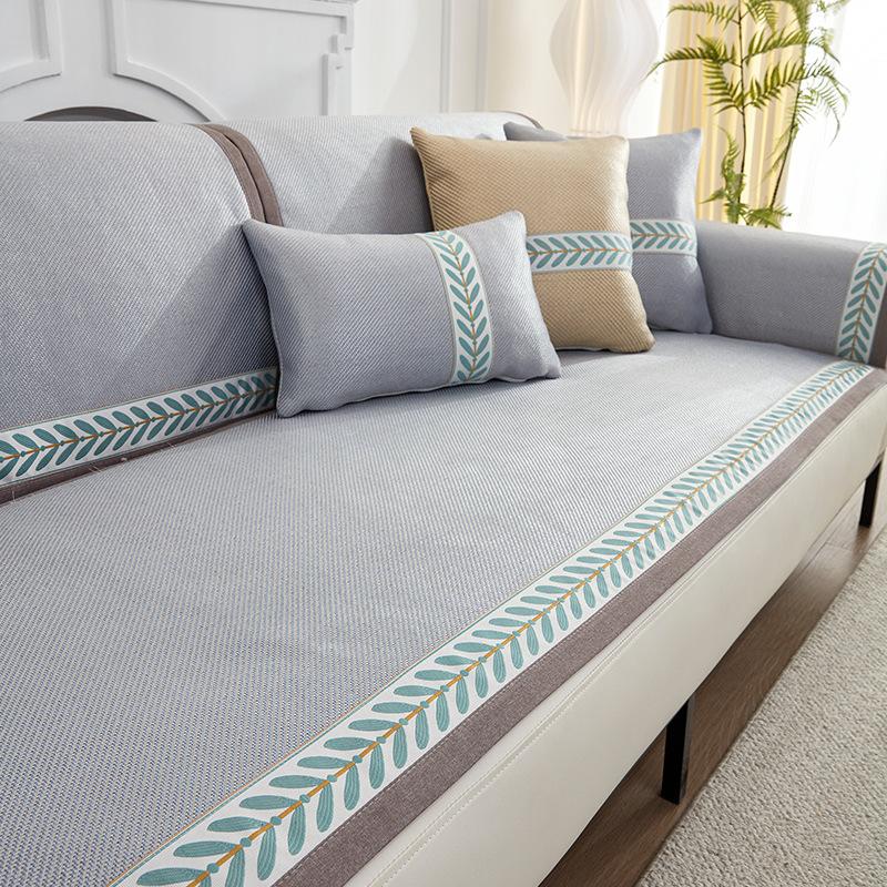 Wormwood Ice Vine Sofa Cushion Summer Summer Ice Silk Mat Non-Slip Seat Cushion Solid Color Leather Sofa Cover Cloth Towel