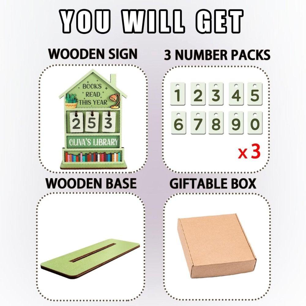 Wooden Reading Challenge Tracker Read This Year Handmade Reading Tracker Hanging Signage House Design Eco-Friendly