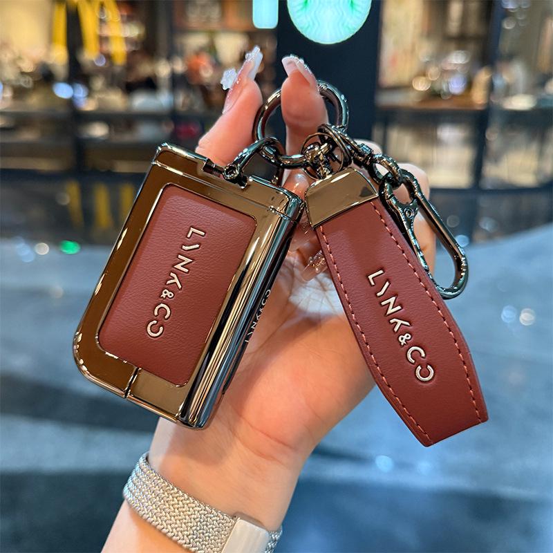 High-End Leather Metal Key Case: Fits Lynk & Co Models 03, 07, 09 - Full Coverage Protection for Remote Key Fob