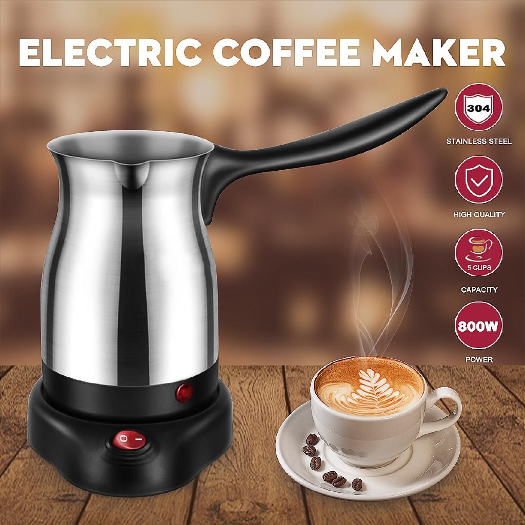 220V-240V 800W Waterproof IPX4 Electric Turkish Greek Coffee Maker Machine Stainless Steel Espresso Moka Pot