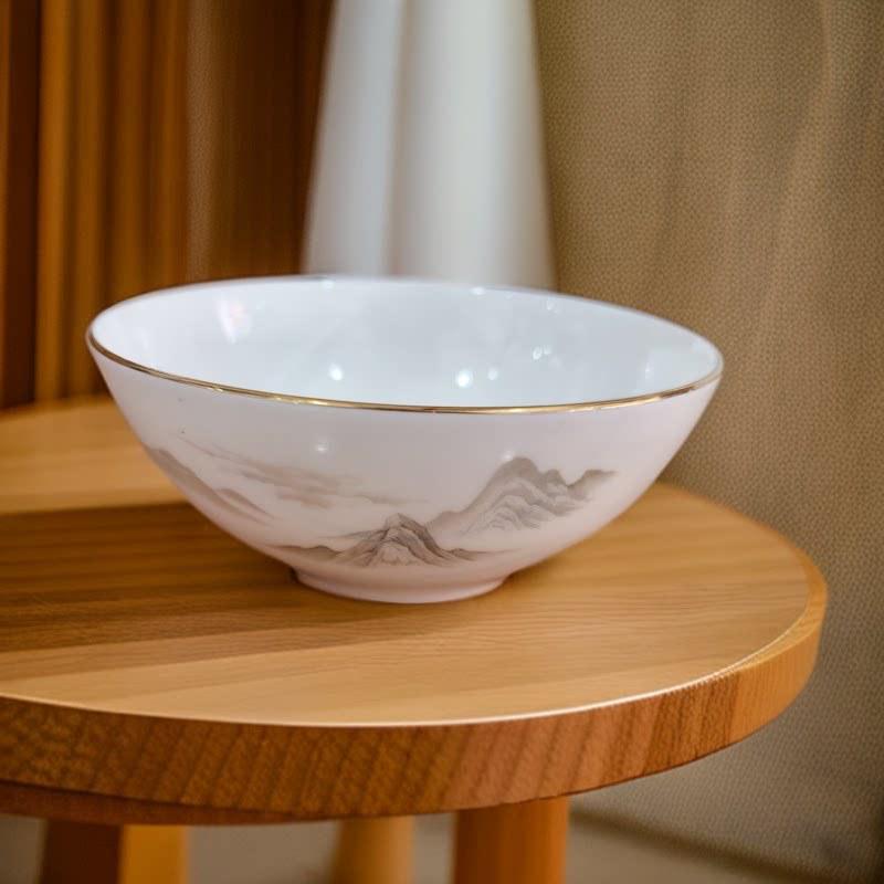 Luxury Gold Rim Bone China Tableware Set - Elegant Ceramic Plates, Bowls, and Dishes for Hotels or Home Use