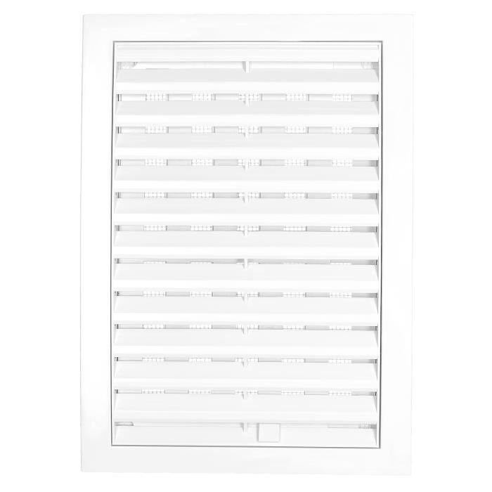 Grille d'aération KOTARBAU - 180 x 250 mm - Plastique blanc - Lamelles réglables - Moustiquaire