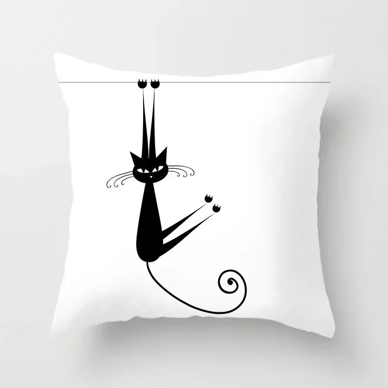 Lovely Cartoon Black Cat Cushion Cover Pillow Cover Sofa Car Home Decoration Room Decoration 45*45cm