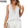 Women's Fashion Casual Summer Spring Solid Color Print Sleeveless V-Neck Blouses & Shirts