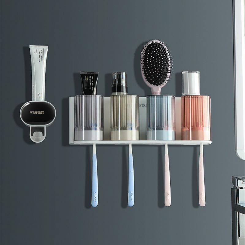 Creative Automatic Toothpaste Dispenser Wall Mounted Toothpaste Squeezer Toothbrush Holder Bathroom Accessories Set