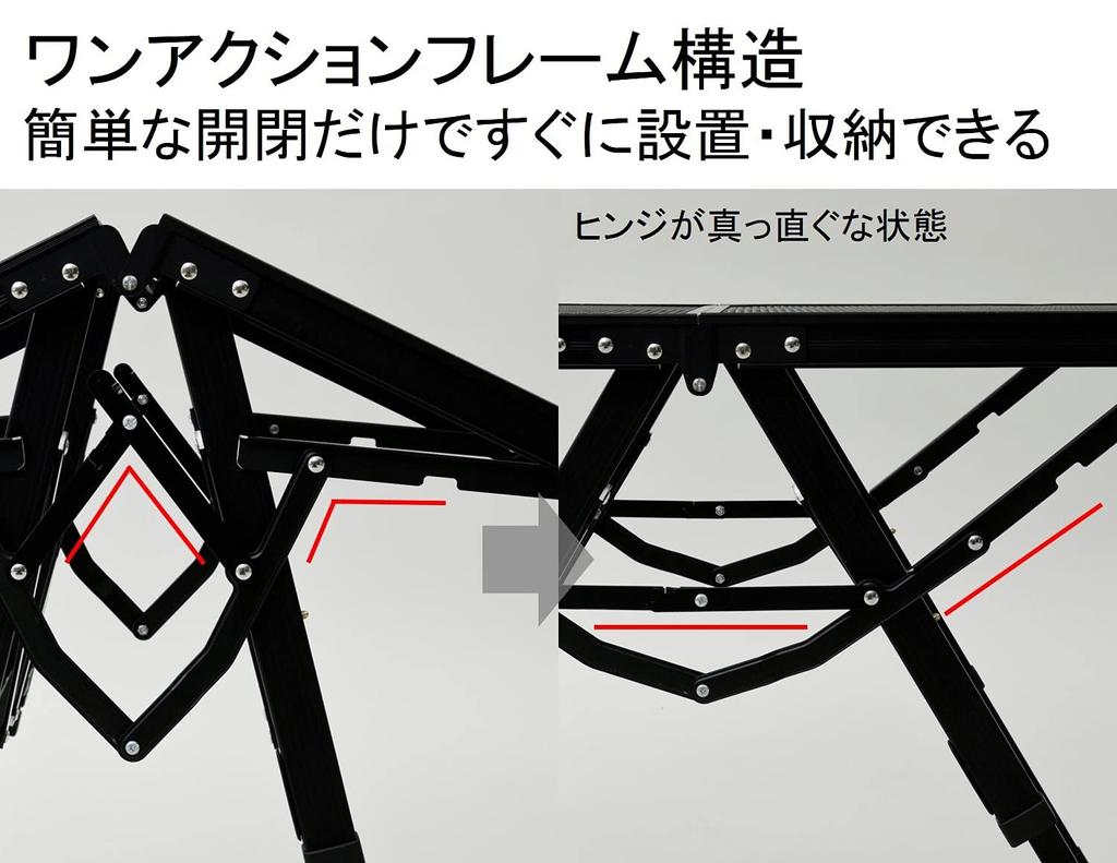 Campers Collection Tough Light Action Table Черный корпус Ширина x Глубина x Высота [Yamazen] TAT-8640 (МБК) размер 87,5 40,5 35,5/50/60см