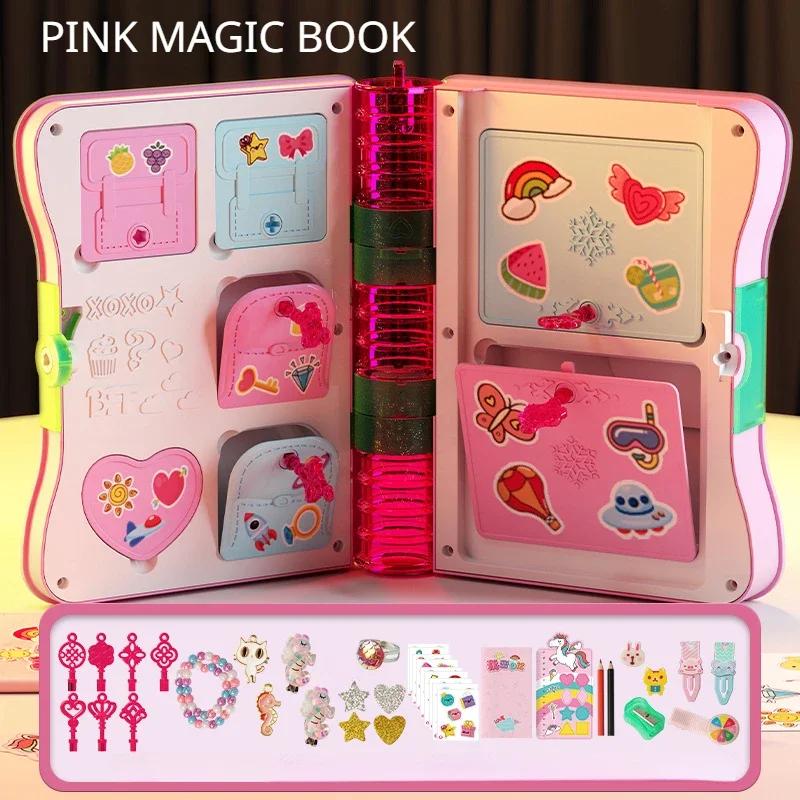 Набор для украшения и макияжа для детей, волшебная книга, шкатулка-сюрприз, кольца и браслеты ручной работы, набор для ролевых игр в принцессу, подарок на день рождения или Рождество для девочки.
