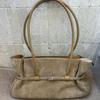 Womens Genuine Leather Tote Bag - Suede Calfskin Pleated Buckle Shoulder Underarm Work