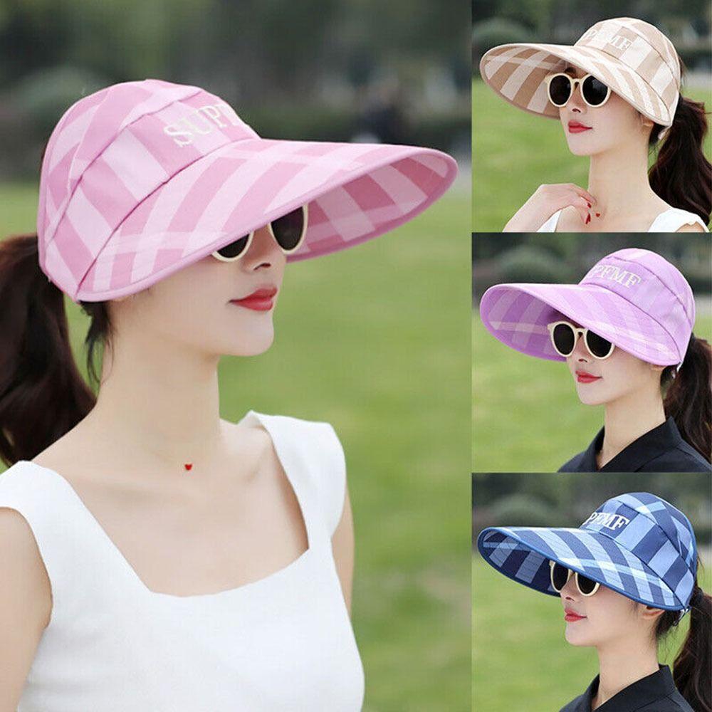 Outdoor Summer Travel Protection Sun Hat Women Wide Brim Sun Hat Beach Cap UV Protection Visor Caps