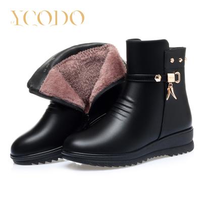 Женские весенне-зимние ботинки с мягкой подошвой, нескользящие, удобные и теплые кожаные ботинки большого размера