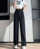 Повседневные свободные широкие брюки с высокой талией для женщин, весна-осень, женские белые костюмы длиной до пола, брюки, женские длинные брюки