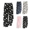 Women Pajama Pants Plush Sleep Pants Soft Elastic Waist Pajama Bottoms Patterned Pants With 2 Pockets