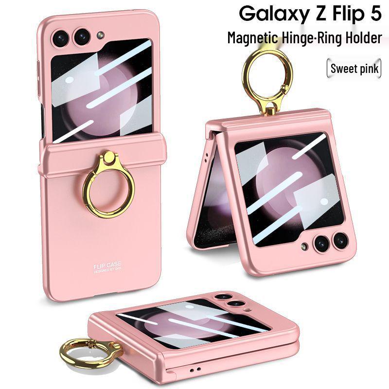 Магнитный складной чехол-кольцо с матовой поверхностью для Samsung Z Flip 5 - Защитный чехол от падений для пар