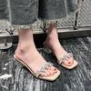 Туфли Женские 2025 Новые С Открытым Носком Женские Тапочки Кристалл Уличные Платье Летние Квадратный Носок Бестселлер Каблуки Женские Zapatos