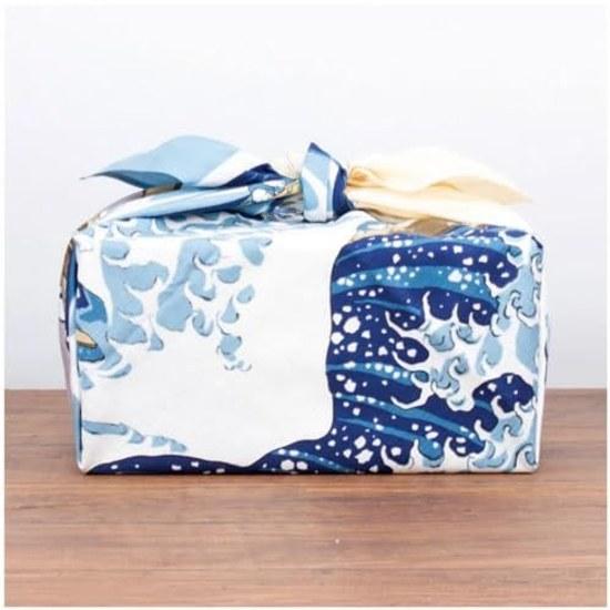 Furoshiki 70cm two widths bento lunch cloth ukiyo-e Kanagawa Oki Nami Ura stylish Japanese pattern four-sided sewing wrapping gift box packaging bag