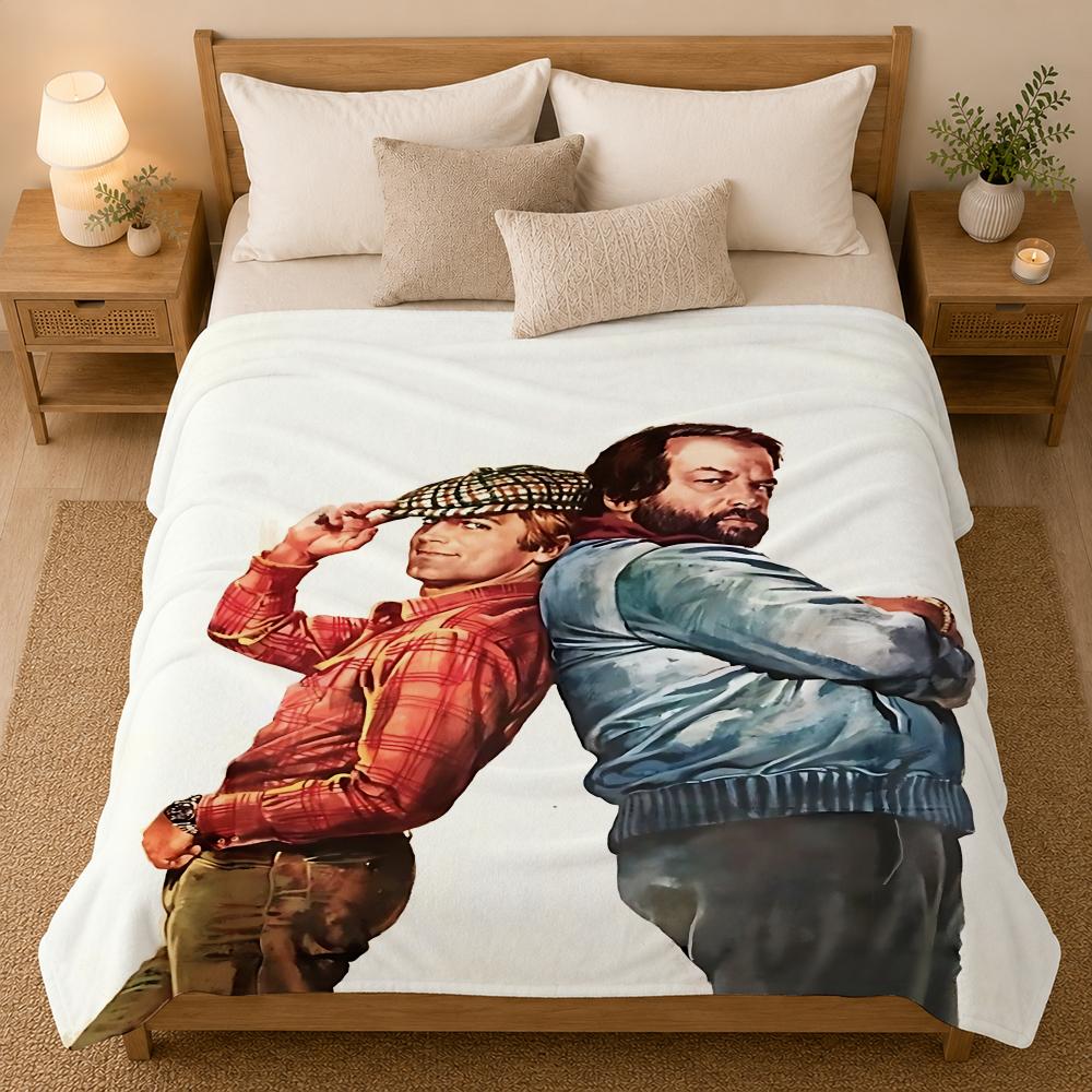 Terence Hill and Bud Spencer Actors Throw 240g flannel blanket, suitable for sofas, beds, offices,  exquisite gift blankets