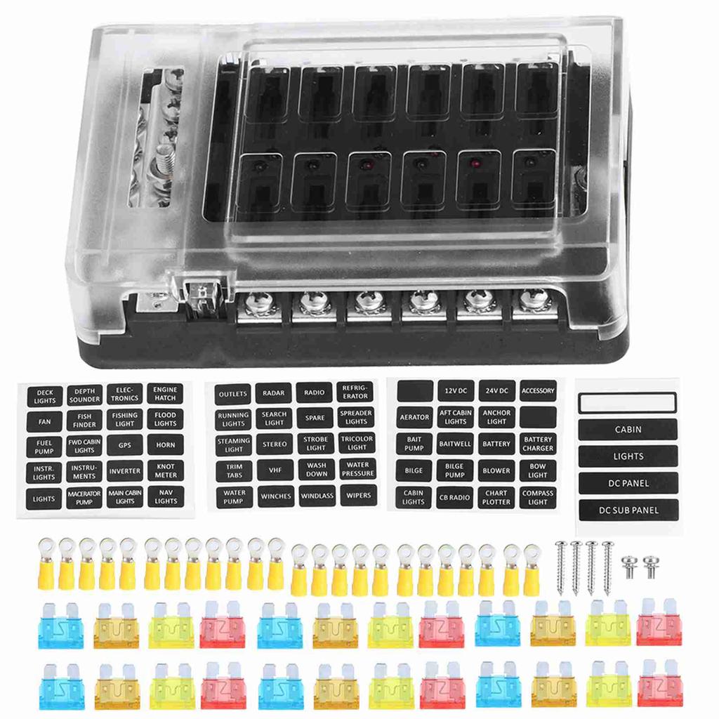 12-контактный лезвийный предохранительный блок ATO ATC держатель блока водонепроницаемый чехол с индикатором для автомобиля грузовика морского автобуса