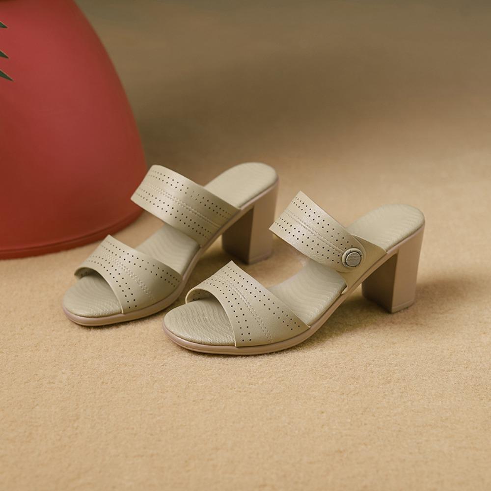 Fashion Thick Soled Slippers Women Outside 2024 Summer New Open Toe High Heel Sandals Women Shoes Pantuflas De Mujer Heels