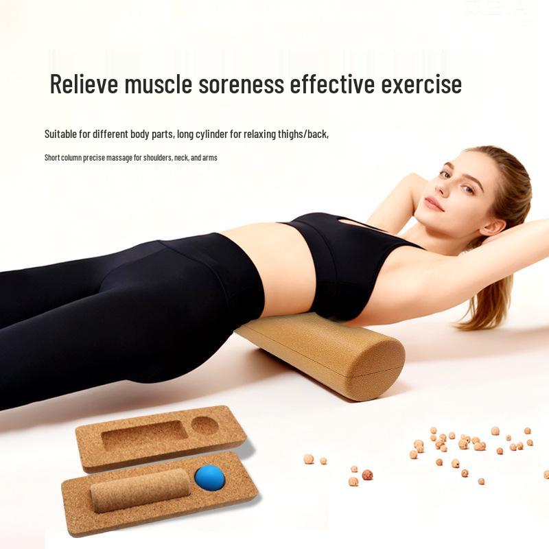 Detachable Cork Yoga Block & Fine Grain Fascia Ball Set for Relaxation and Massage