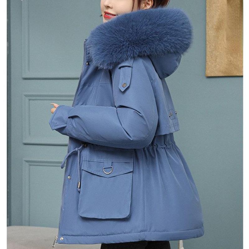2023 New Winter Thicken Down Cotton Warm Jacket Coat Women Casual Parkas Autumn Clothes Fur Lining Loose Fashion Hooded Outwear