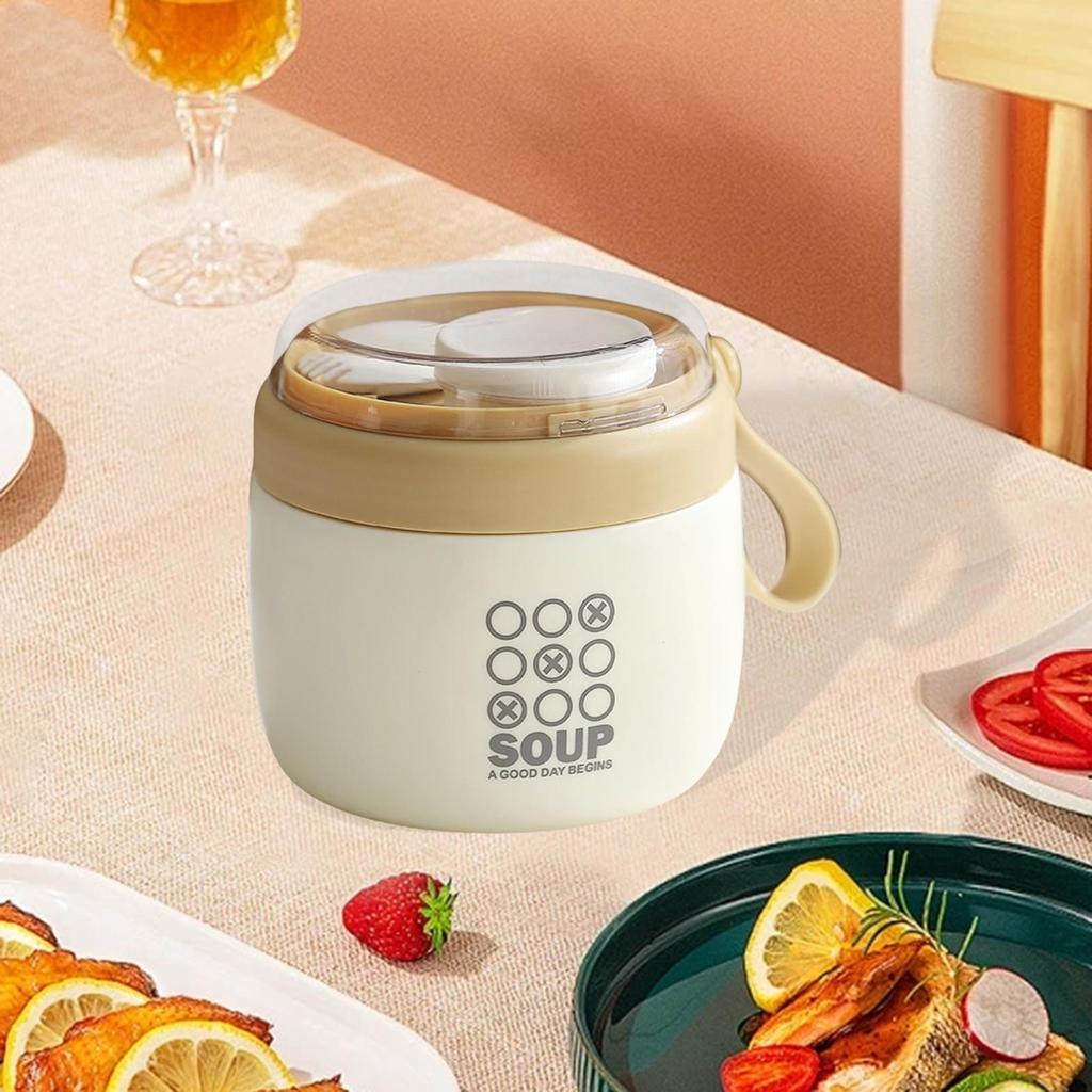 Bento Box with Detachable Food Storage Jar, Thermal Mug for Students And Office Use