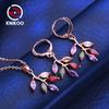 Necklace Clip Earrings Jewelry Sets For Women Cubic Zirconia Fashion Flower Necklace Hoop Earrings Jewelry Sets