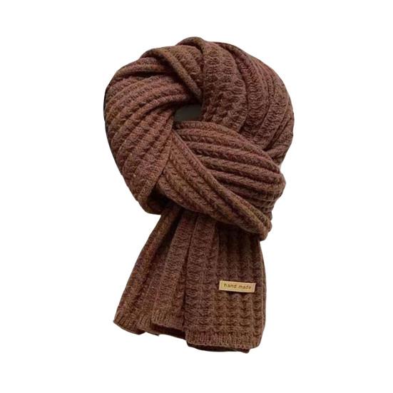 Winter Scarf Solid Color Thickened Warm Knitting Scarf Men Women Long Neck Wrap Garment Clothing Accessories