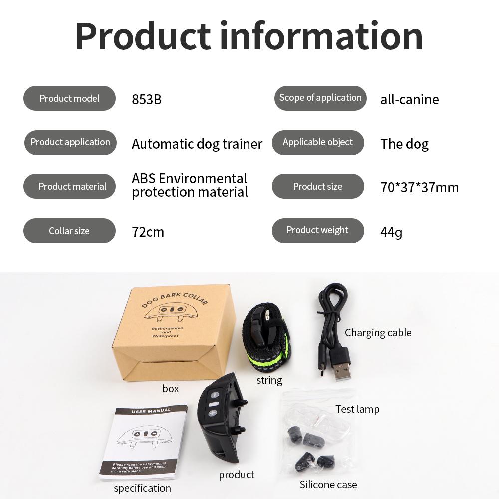 Ошейники для дрессировки собак, автоматический ошейник против лая, защита от статического электричества, 7 уровней чувствительности, нейлоновый ошейник, товары для животных, перезаряжаемый через USB
