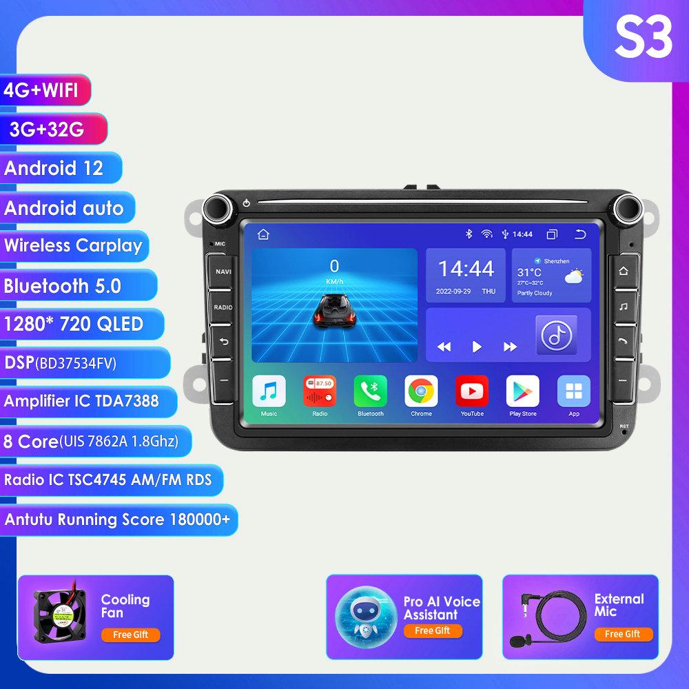 Hizpo 8-дюймовая мультимедийная автомагнитола с Android Auto и CarPlay для Volkswagen и Skoda