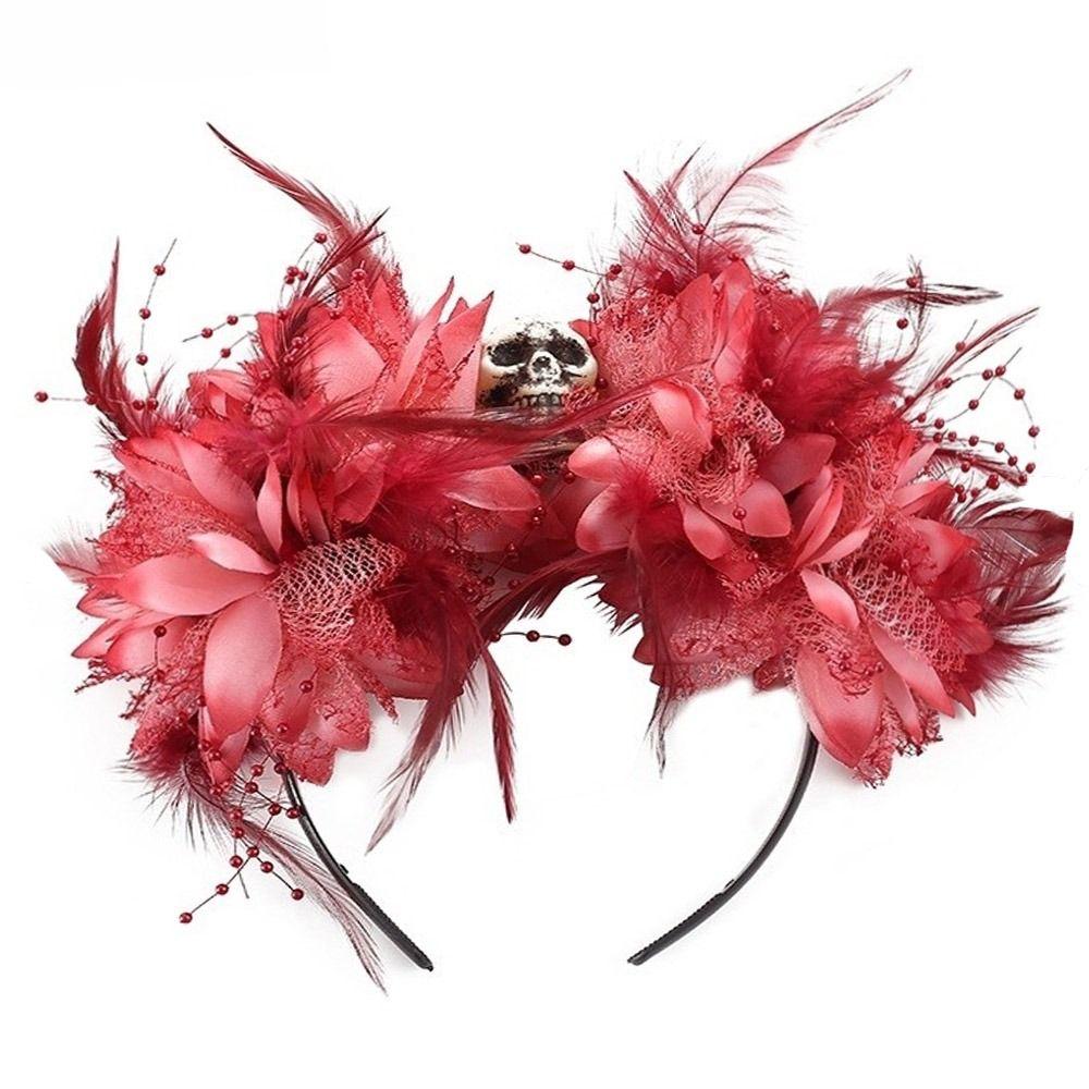 Головной убор в виде черепа паука на Хэллоуин, карнавальный костюм, мексиканская роза, корона для женщин