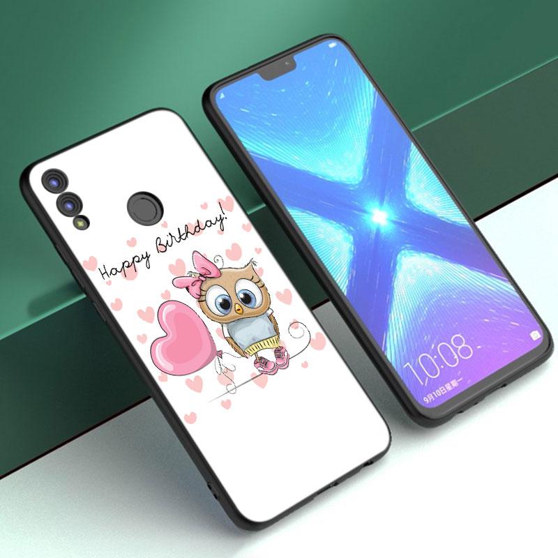 Чехол с рисунком совы и милыми совами для Huawei Honor 10X Lite 7A 7S 8A 8S 8C 8X 9A 9C 10i 20i 30i 20S 20E 9X Pro 10 8 Lite, черный чехол