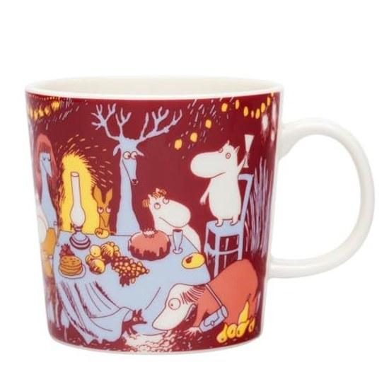 Кружка Moomin Arabia Festive Moment красная фиолетовая желтая серая белая для домашней вечеринки объем 280 мл.