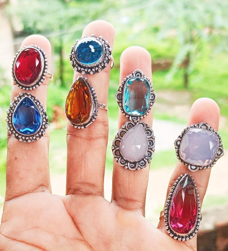 ААА!!! Кольцо с граненым топазом, оптовая партия, кольцо из стерлингового серебра 925 пробы, ювелирные изделия ручной работы, оптовая партия, подарок для нее, бесплатная доставка