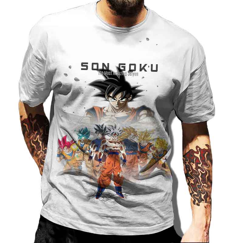 Мужская одежда Dragon Ball Z Футболка Оверсайз Футболка Аниме Dragon Ball Футболки Сон Гоку Топы Супер Сайян Футболка Одежда для Мальчиков
