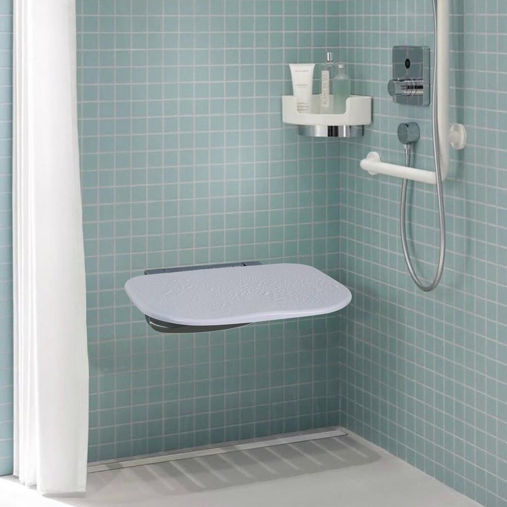 Folding Shower Seat 13.6'' x 12.8'' Wall Mounted Shower Bench 450 lbs