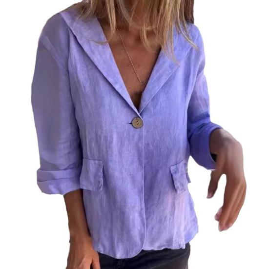 Пальто с лацканами, длинными рукавами, карманами с клапанами, пиджак, сплошной цвет, свободная работа на одной пуговице