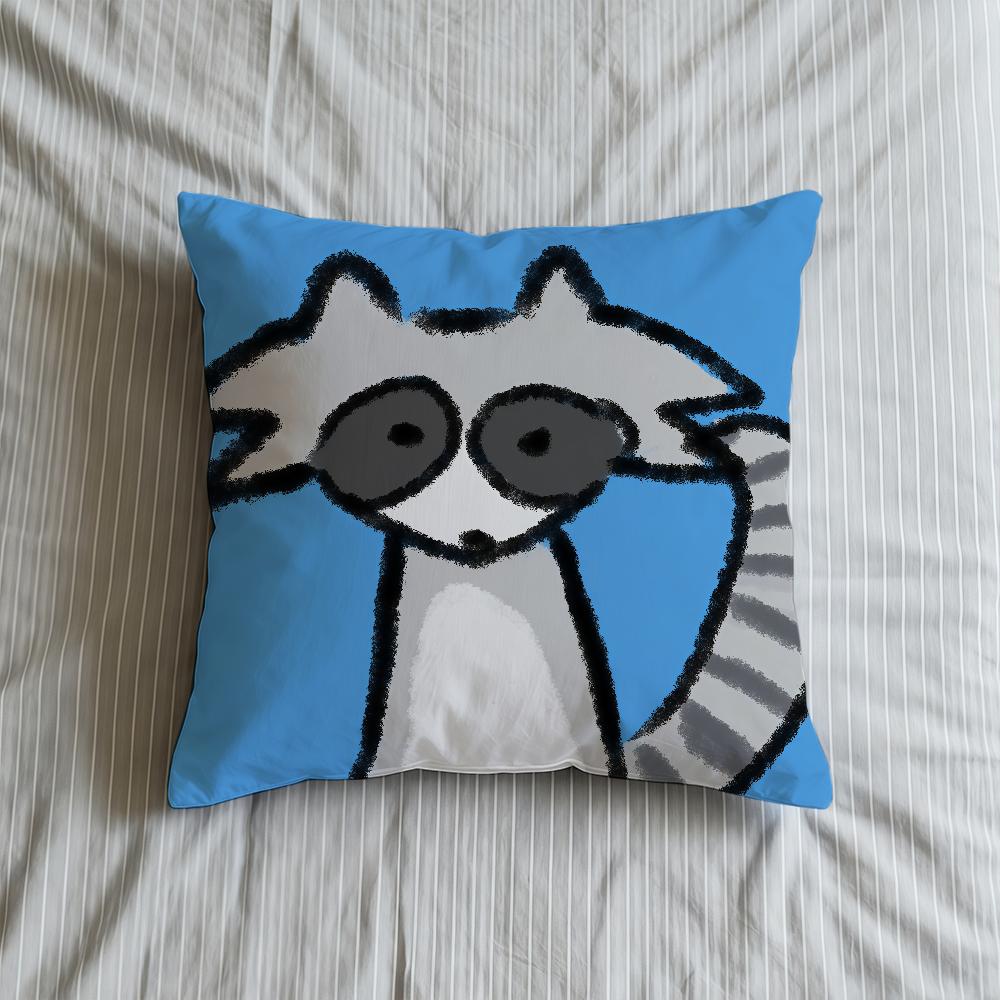 Cushion Cover Soft Case Raccoon Sofa Cartoon Living Room Home Comfortable Office Decor Cute Protective Pillow