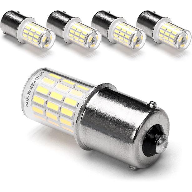 12 Volt BA15S Led Bulbs,1156 1141 6000k Daylight White,DC Bayonet Single Contact Base,AC10-24V DC10-30volt Low Voltage BA15S Bulb for Landscape RV
