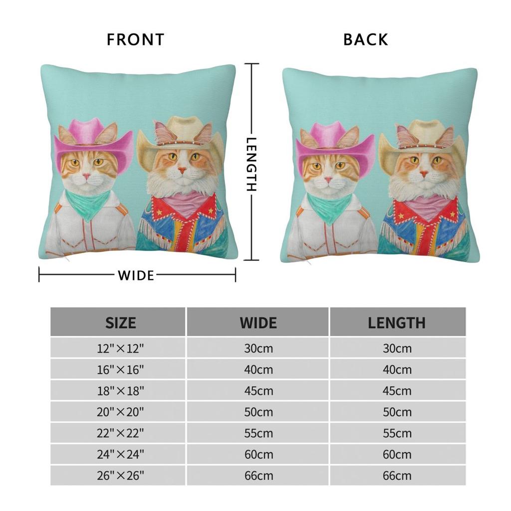 Rodeo Cats Ginger Cats Square Pillowcase Polyester Linen Velvet Pattern Zip Decorative Throw Pillow Case Home Cushion Cover 18"
