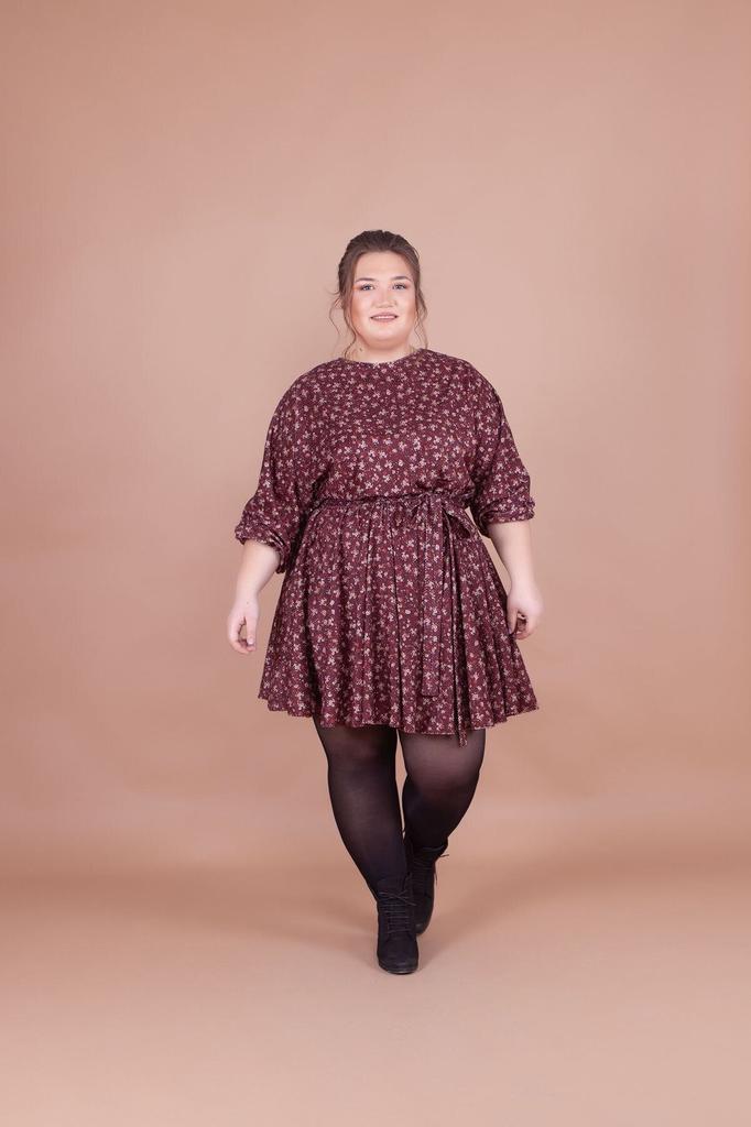 Женское платье большого размера Плюс размер Бордовое бархатное платье с цветочным узором и рукавами «летучая мышь»