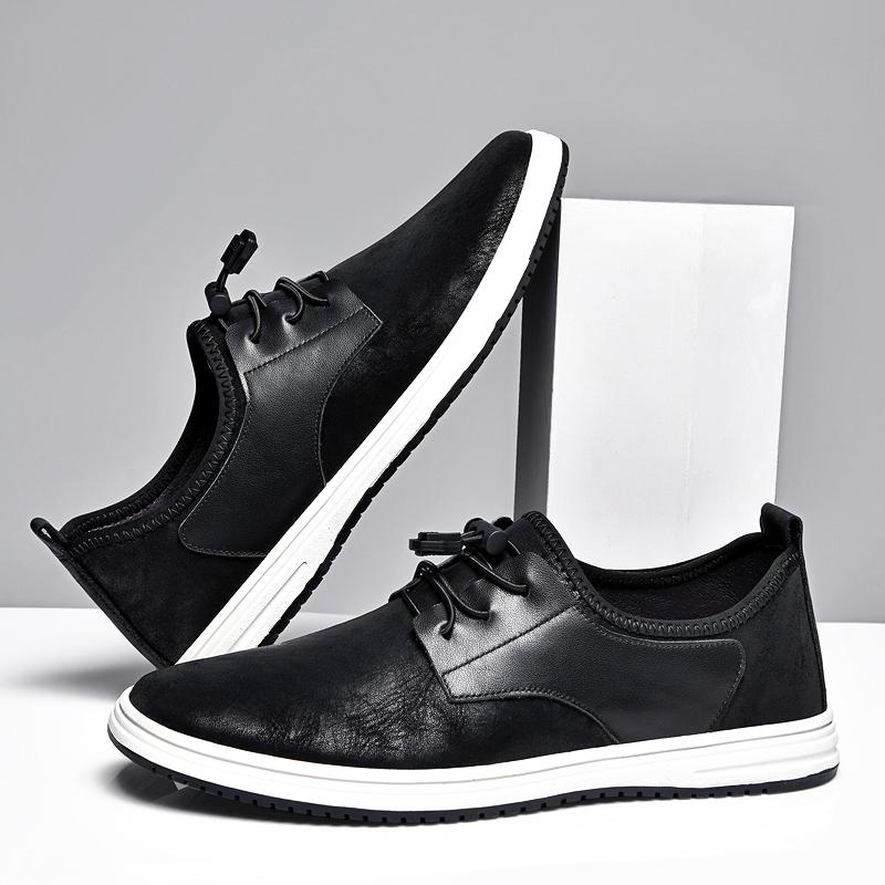 Man Genuine Leather Casual Shoes Business Shoes Luxury Brand Leather Shoes Breathable High Quality Comfy Frosted Formal Shoes