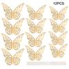 12Pcs 3D Hollow Butterfly Wall Stickers Metal Texture Living Room Bedroom Home Decoration