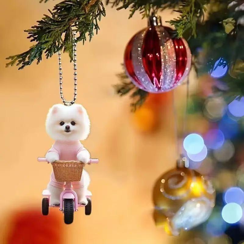Acrylic 2d Car Accessory Cartoon Dog Rearview Mirror Vehicle Pendant Decoration