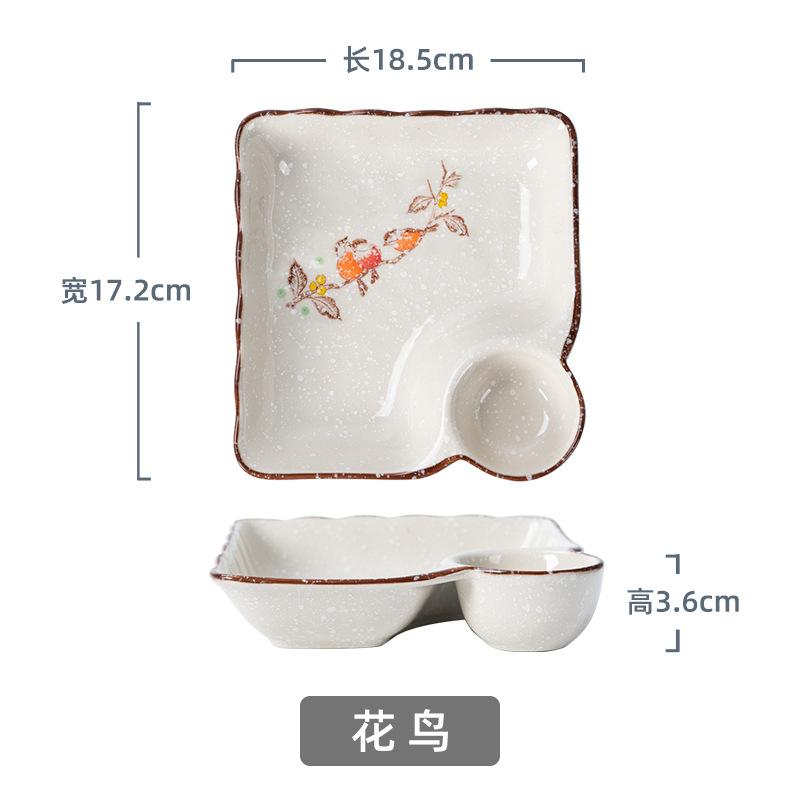 Handmade Japanese Ceramic Dinner Plates with Sauce Dish Sushi Plates Unique Glazed Pottery Plates Artisan Tableware