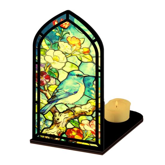 Gothic Book Nook Suncatcher Stained Glass Candle Holder Window Bookshelf Insert Diorama for Library Decor Bookish Gifts for Readers Book Lovers