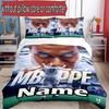 3pcs Duvet Cover Set (1*Duvet Cover + 2*Pillowcase, Without Core), Custom Name Kylian Mbappe Pattern Bedding Set, Home Bedroom Decor Gift