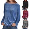 Women's Fashion Solid Colour Round Neck Long Sleeve Pullover Casual T-Shirt Top